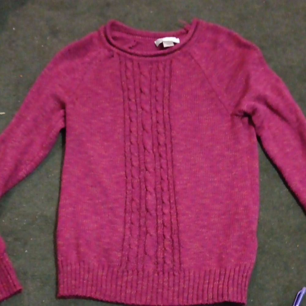 Christopher & Banks Magenta Cable Knit Sweater